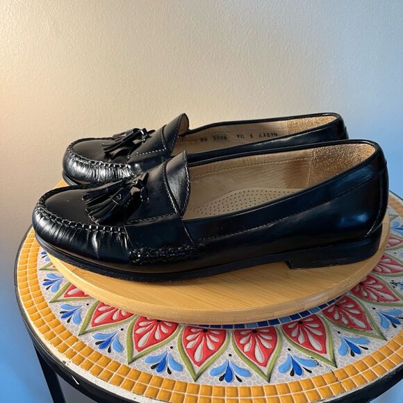 Vintage Cole Haan Red Tag Black Leather 3506 Size 9.5E Mens Dress Tassel Loafers - Picture 4 of 11